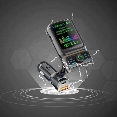 Porodo Dual Port Car Charger FM Transmitter - Black